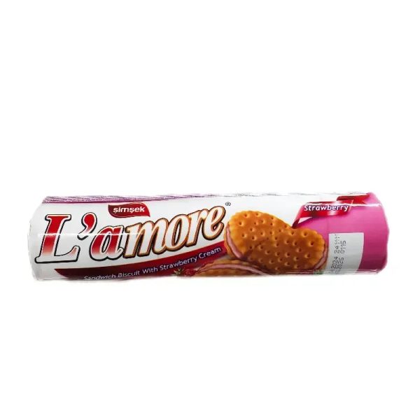 Galletas sádwich con crema sabor fresa L'amore
