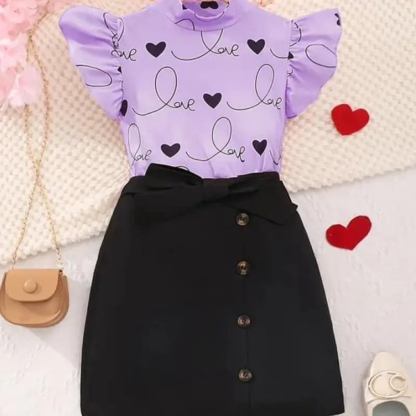 Juego de saya y blusa morada