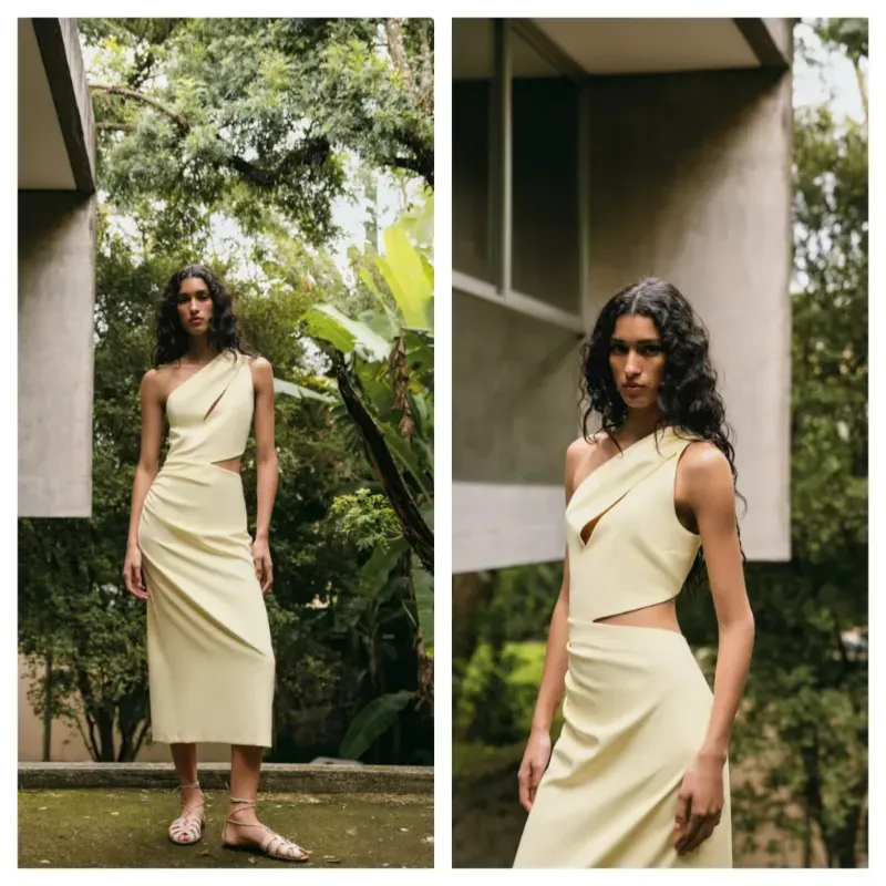 Vestido Zara amarillo cut out