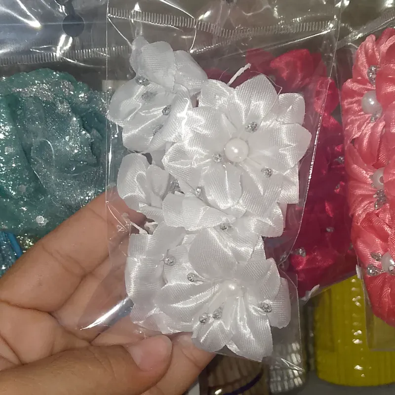 Flores de tela | blanco 6x