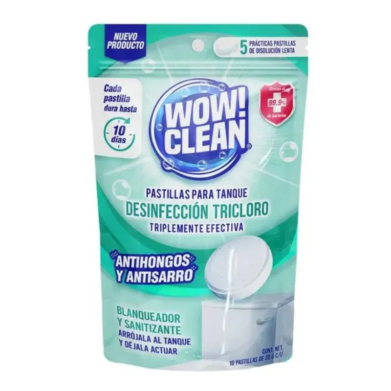  WOW! CLEAN Pastillas para Tanque – Desinfección Tricloro (10 unidades de 20g c/u)