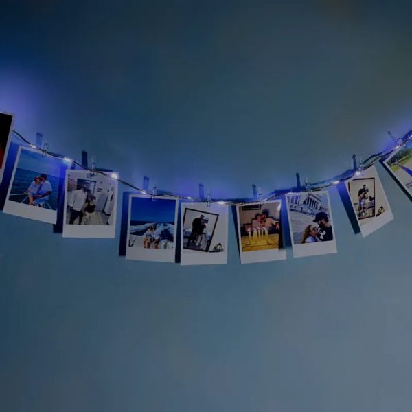 Tendedera de fotos con luces
