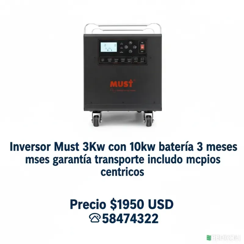 Inversor Must 3Kw con 10kw batería