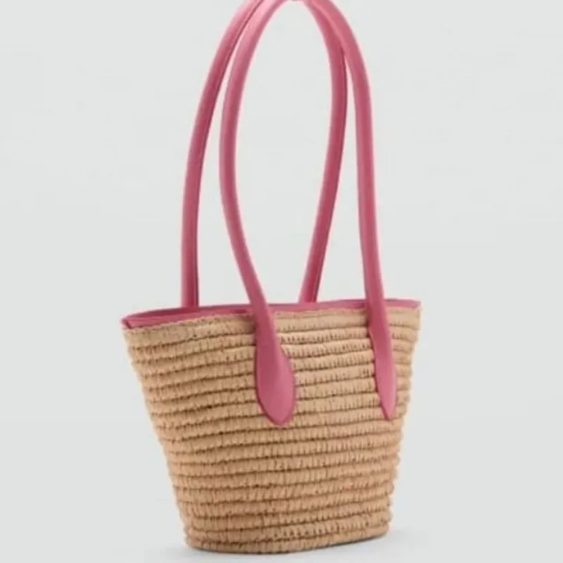 Cartera Mimbre de Aza Rosada