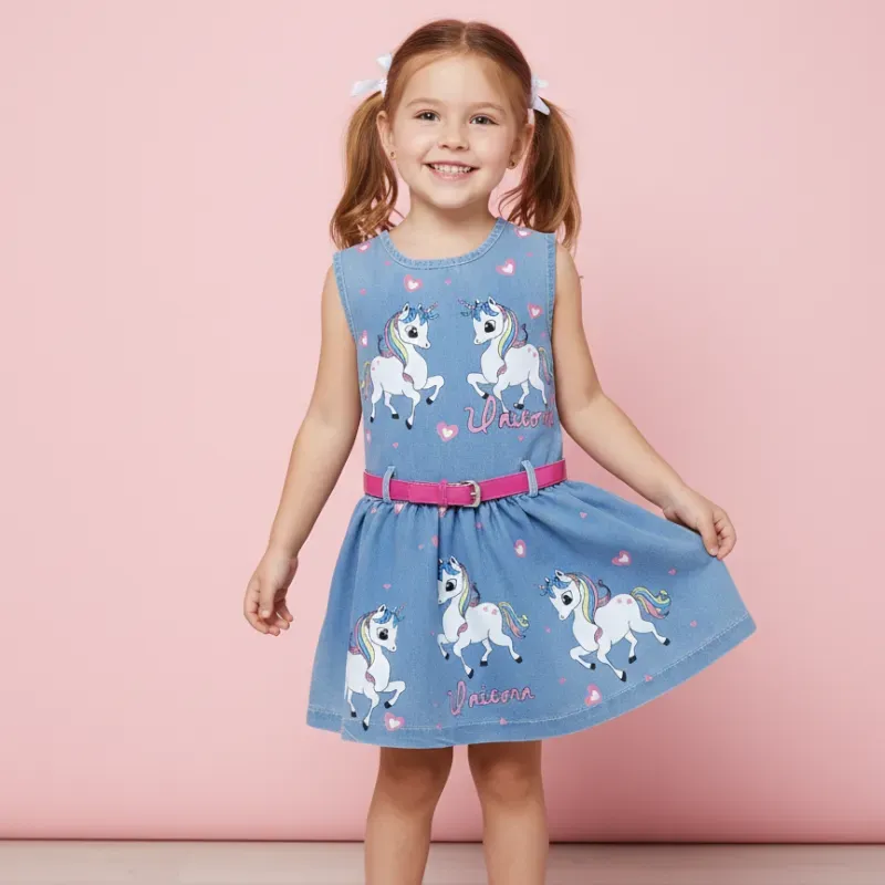 Vestido azul con cinto