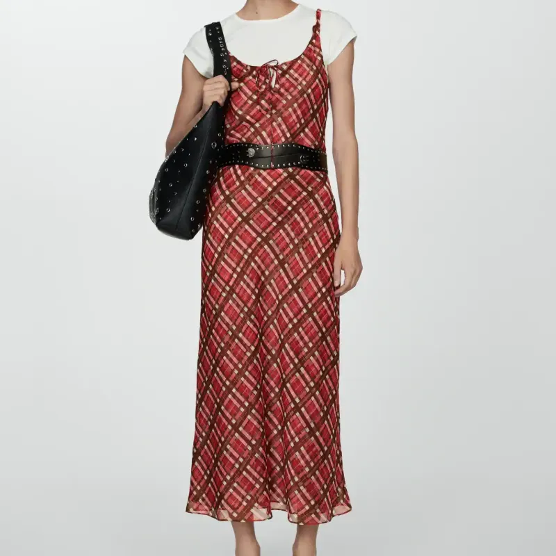 Vestido largo cuadros