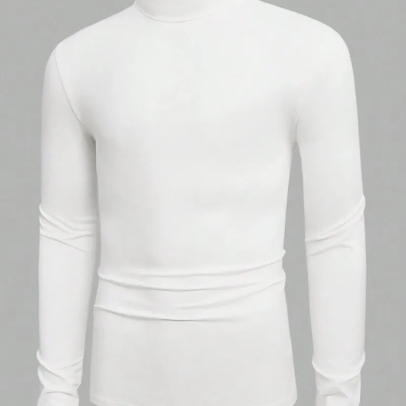 Camiseta de manga larga con cuello de tortuga casual para hombre, otoño/invierno