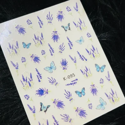 Calcomanía flores y mariposas azules