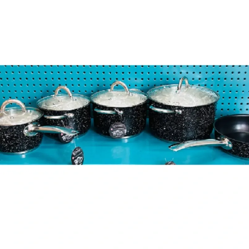 JUEGO DE 4 CAZUELAS CON TAPA DE VIDRIO Y SARTEN DE ACERO INOXIDABLE  PARA TODO TIPO DE FOGONES REF: EP-5PC16-24