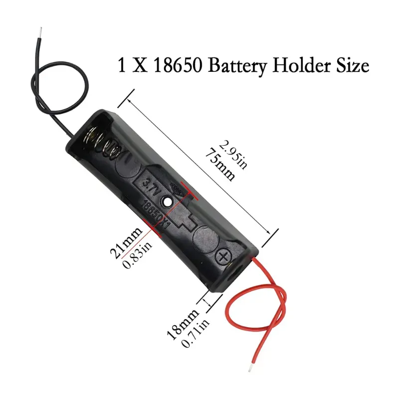  Portapilas 18650 con Cables – Caja de Batería Plástica para Proyectos