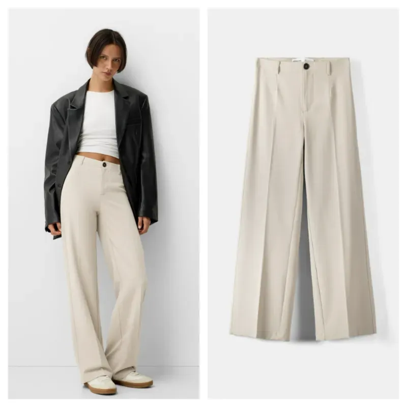 Pantalón Bershka beige ancho