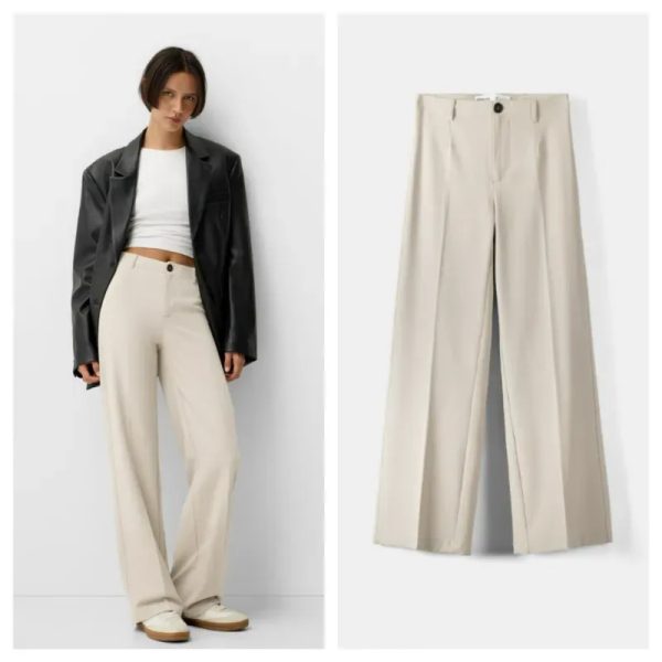 Pantalón Bershka beige ancho