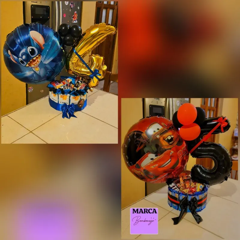 Detalle con globo temático y globo de # 