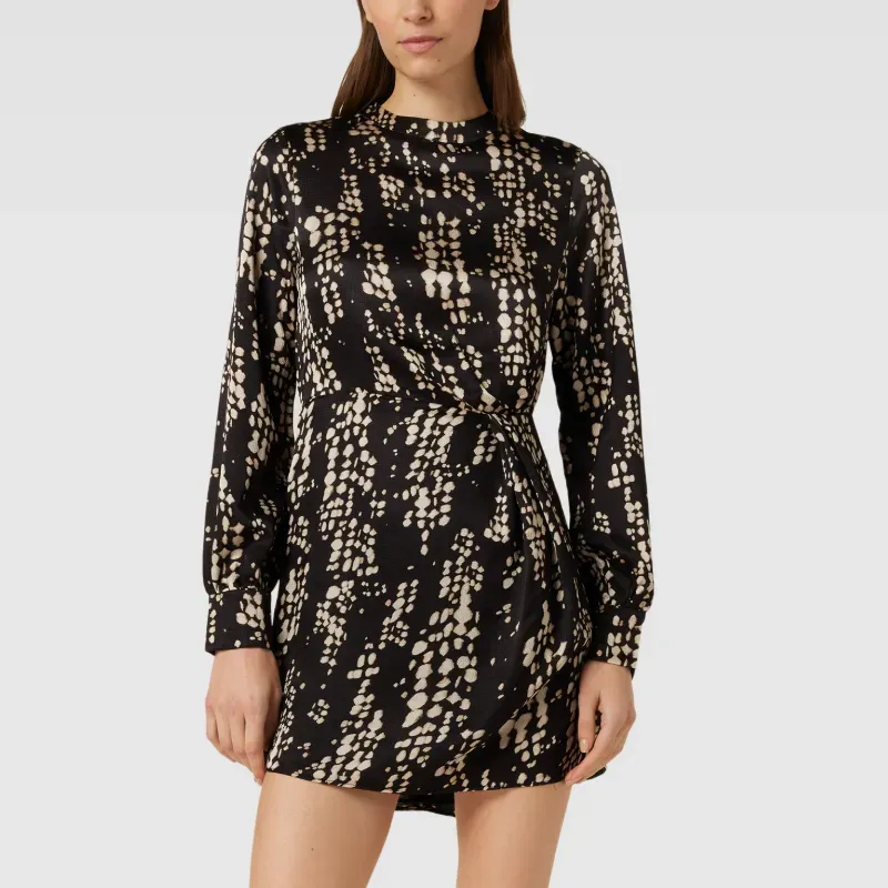 Vestido estampado negro y beige Mango