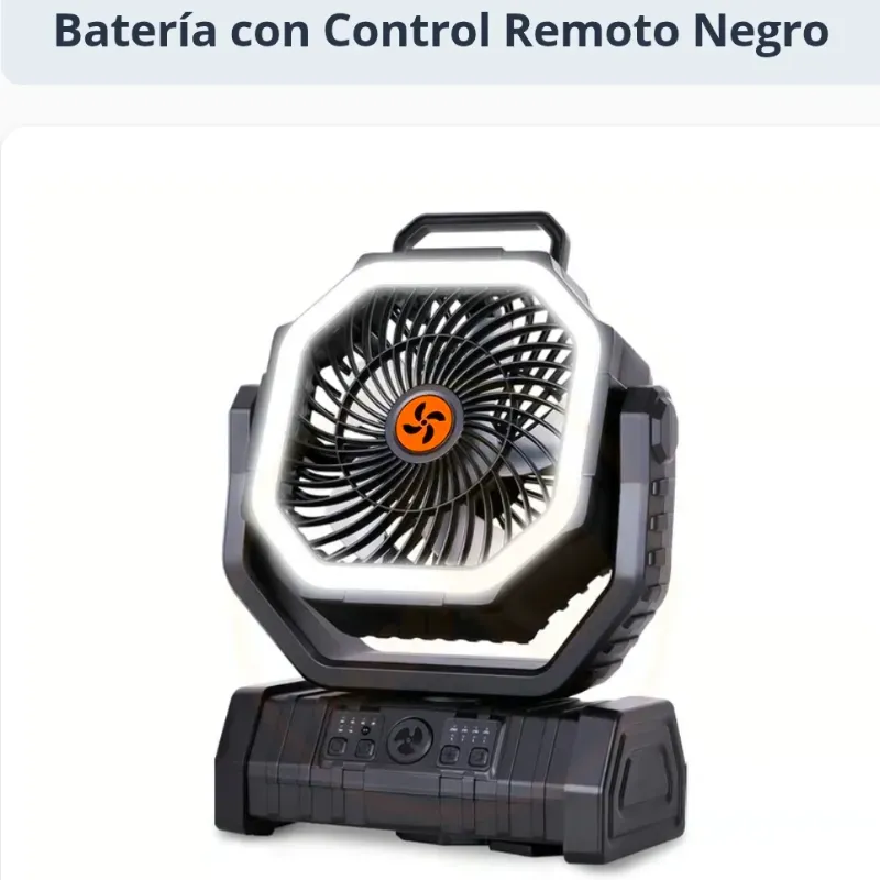 Ventilador Recargable F6 20000 mAh Con Linterna LED, 20000 mAh de Oscilación Automática con Batería con Control Remoto Negro