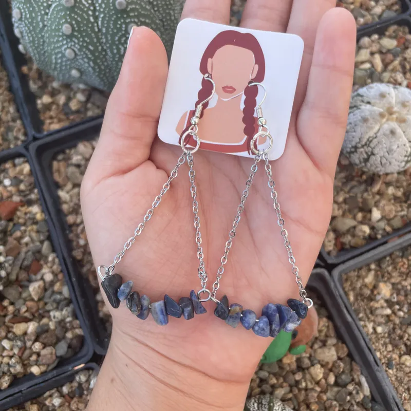 Aretes de piedras naturales de acero inoxidable