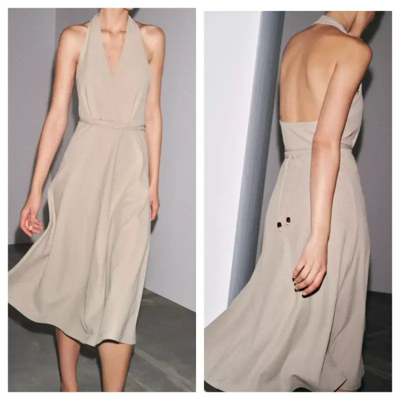 Vestido Zara beige