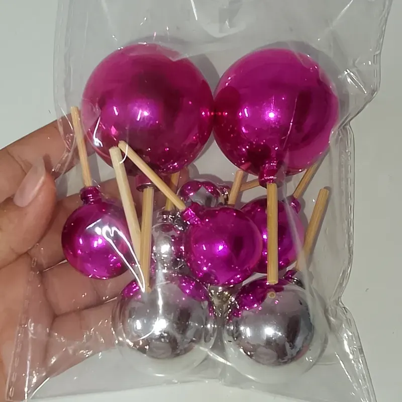 Esferas plásticas | rosa fucsia+plata