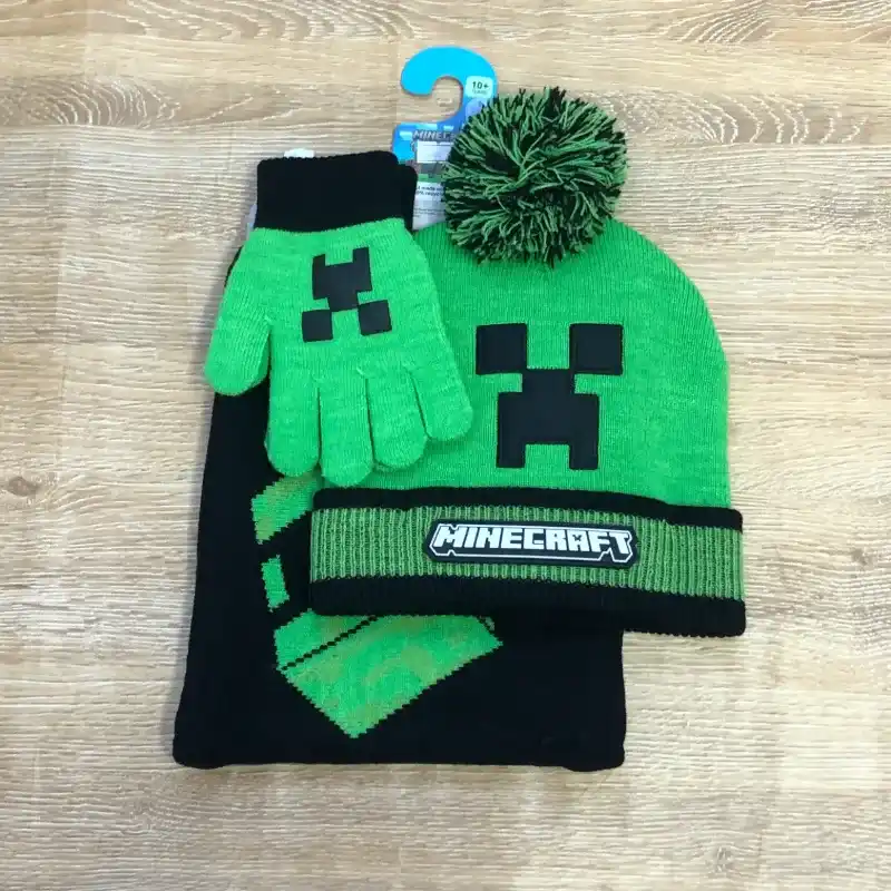 Set de gorro, guantes y bufanda de Minecraft