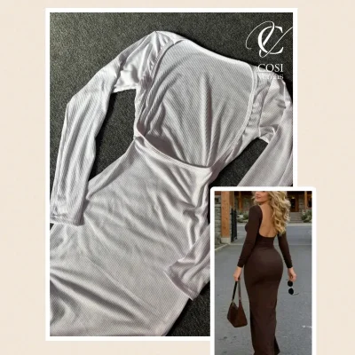 Vestido (blanco)con abertura en la espalda manga larga (cerrado)