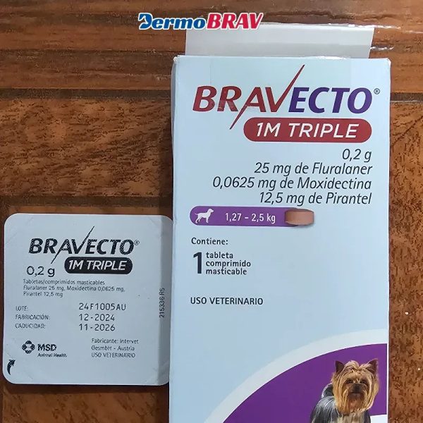BRAVECTO 1M TRIPLE 0.2 g (1.27 a 2.5 KG)