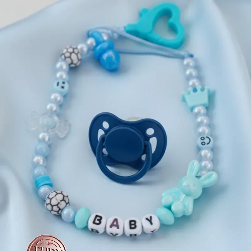 Cadenita Sujetadora de Chupete Personalizada "Baby Blue"