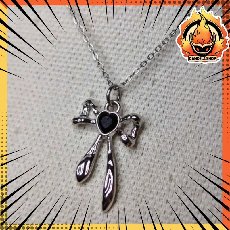  ¡COLLAR LAZO CON CORAZÓN NEGRO! 