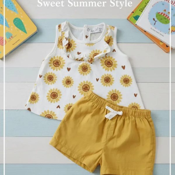 Conjunto de short y blusa c/ girasoles