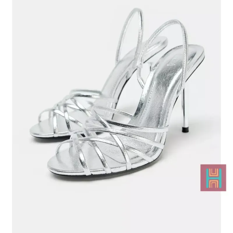 SANDALIA TACÓN PLATEADO ZARA 0167