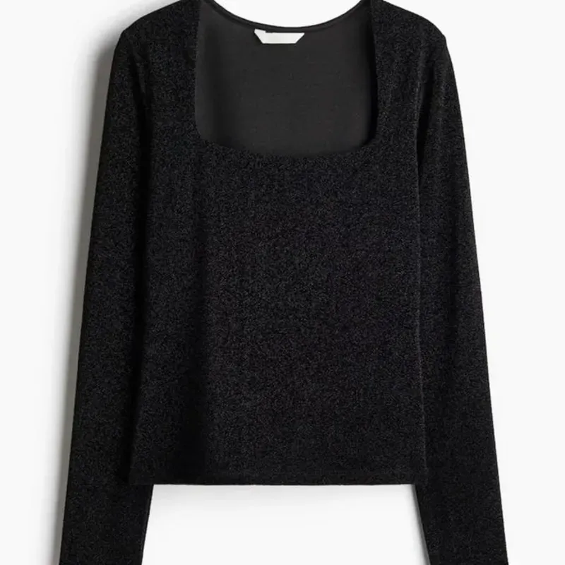 Top de manga larga en punto/H&M