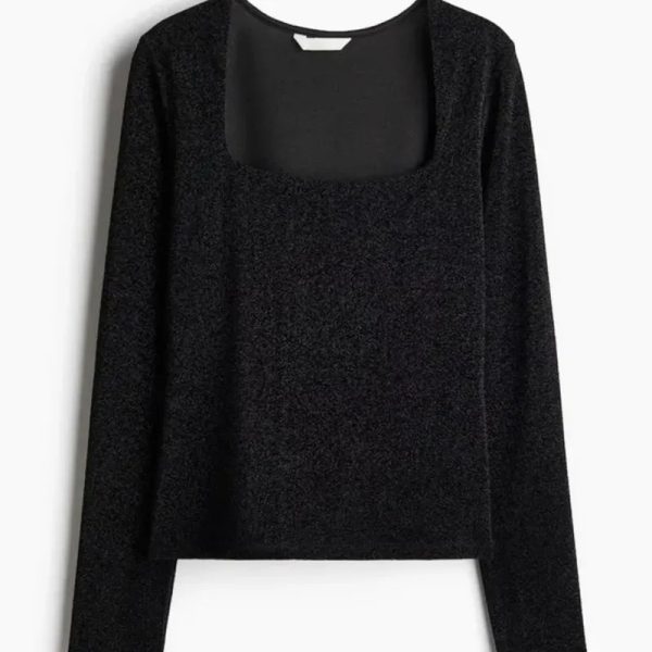 Top de manga larga en punto/H&M
