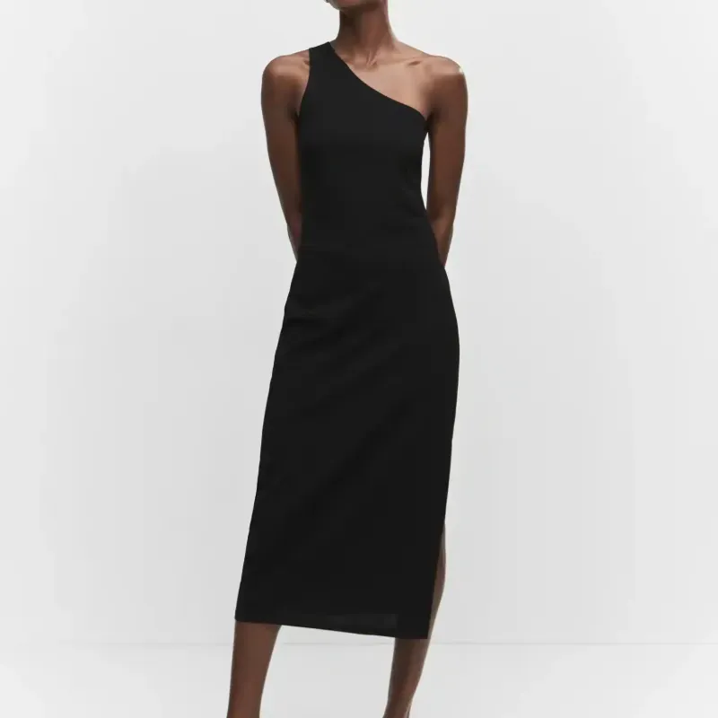 Vestido asimetrico abertura lateral