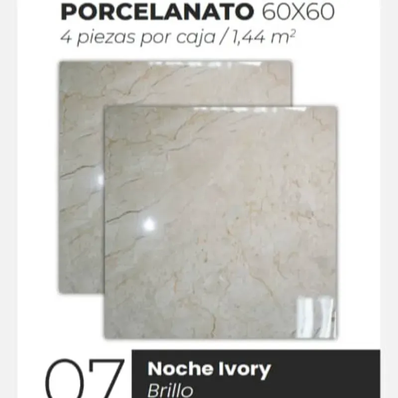 Losas Porcelanato Brillo Noche Ivory