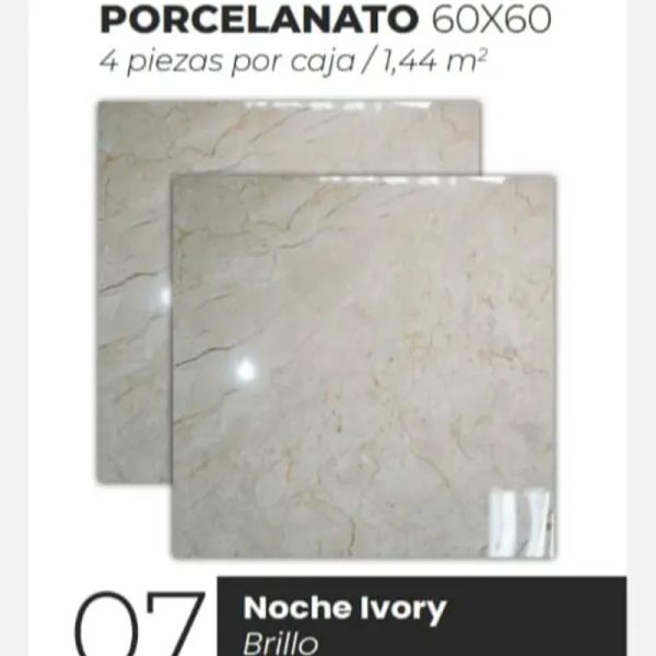Losas Porcelanato Brillo Noche Ivory
