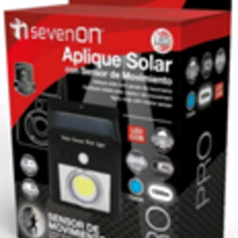 APLIQUE SOLAR 150LM 125MM ON/OFF CON SENSOR MOVIMIENTO PARED LED COB EXTERIOR CUADRADO NEGRO 7HSEVENON CJ.1