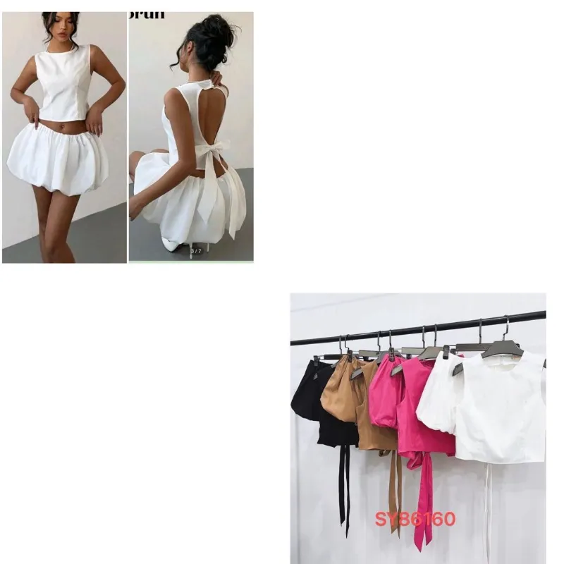 Conjunto Falda Globo + Blusa Espalda Descubierta