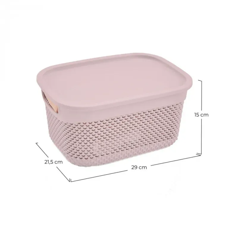 CESTA RESINA RECTANGULAR C/ASAS C/TAPA ROSA
