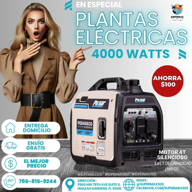 Planta Eléctrica de Gasolina Pulsar 4000 watts