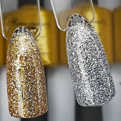 ESMALTE REFLECTIVO DORADO Y PLATEADO 10 ML