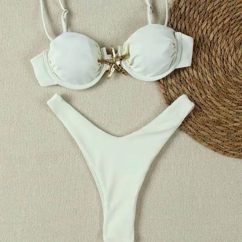  Bikini con estrella dorada — Blanco