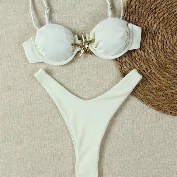  Bikini con estrella dorada — Blanco