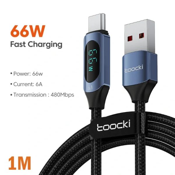 Toocki – Cable USB Tipo C con Pantalla Digital 100W 6A