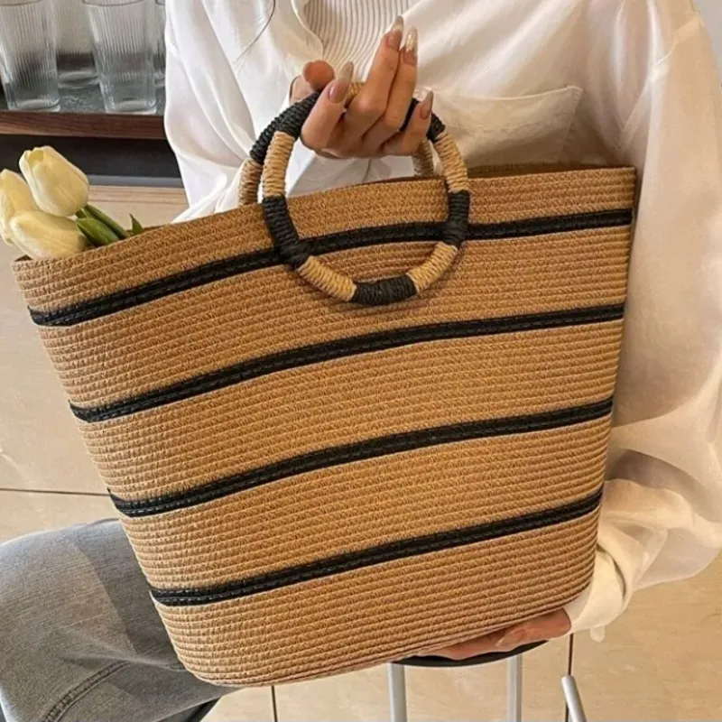 Bolso de paja sintética con aro