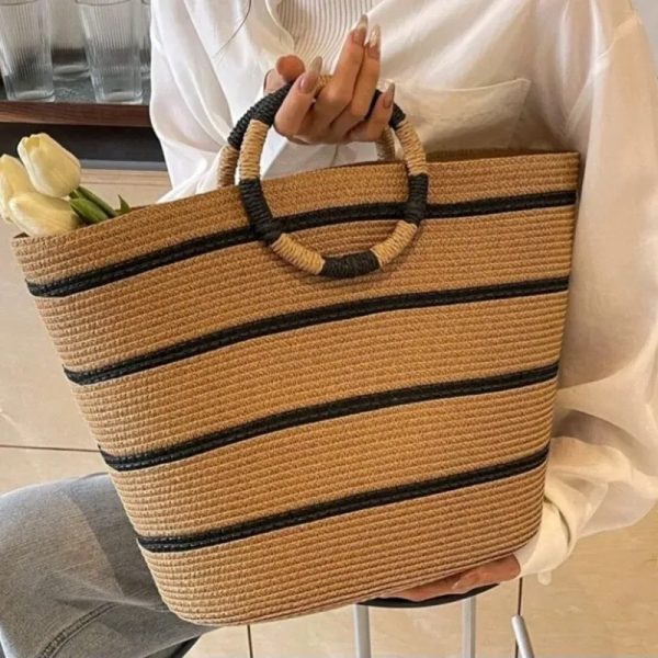 Bolso de paja sintética con aro