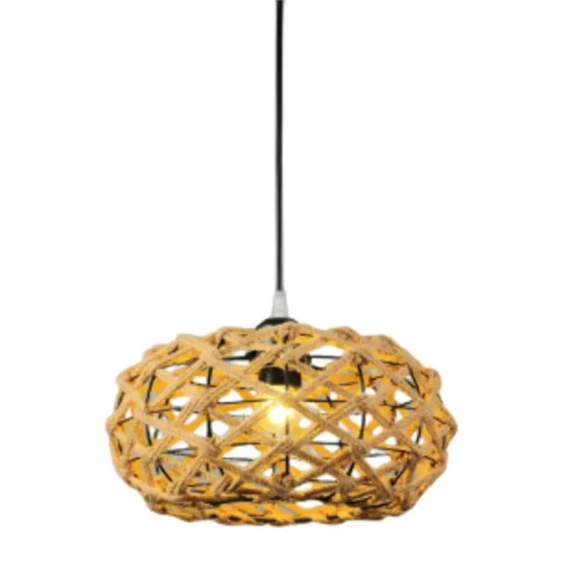 IMAGE-Lámpara colgante de ratán de estilo retro, lámpara personalizada, lámpara de techo para restaurante, cafetería, lámpara de techo comercial