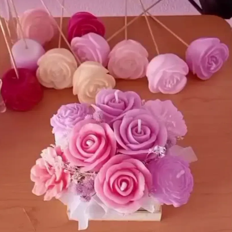 Velas Aromaticas Tipo Bouquet de Rosas