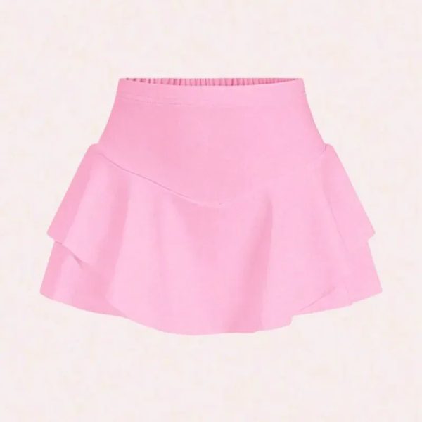 Falda short con vuelos rosa