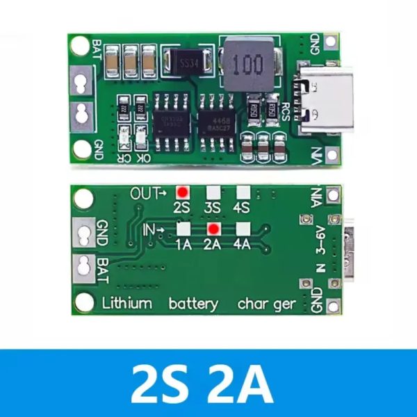  Cargador USB Tipo C para Baterías de Litio Multicelda (2S 2A)