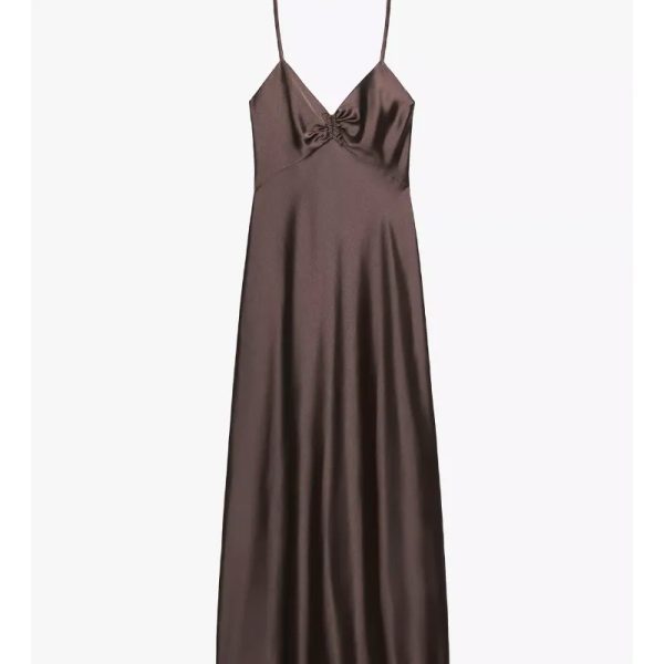 Vestido satinado carmelita