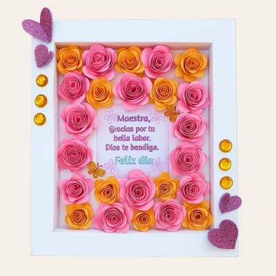 Cuadrito con frase y flores.